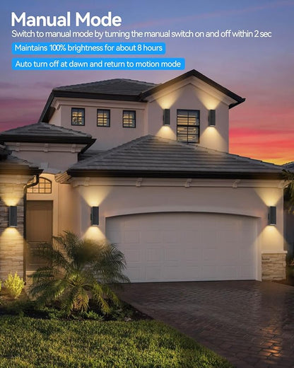 Motion Sensor Outdoor Lights 2 Pack, Modern Outdoor Wall Lights Black Porch Light with E26 Base, Square Motion Detector Lights for Outside, Waterproof Sconce for House Doorway, Bulbs Included