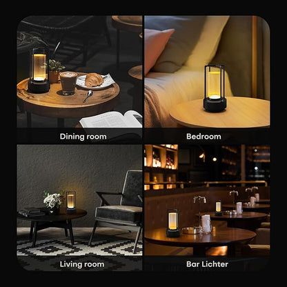 Cordless Portable LED Table Lamp, Rechargeable Battery Operated Desk Lamp with Touch Sensor, 3-Way Dimmable Suitable for Bars/Cafes/Restaurants/Bedrooms/Camping (Black)