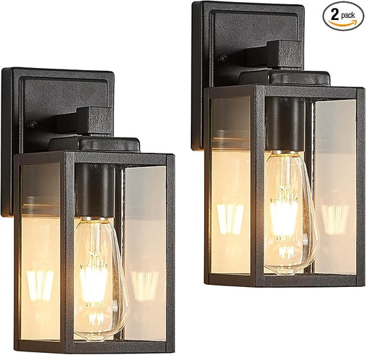 Refice 2-Pack Outdoor Wall Light Fixtures,Waterproof Outdoor Wall Lantern,Wall Mount Exterior Porch Lights, Anti-Rust Outside Lights for Patio, Garage, Doorway, Front Door, Black