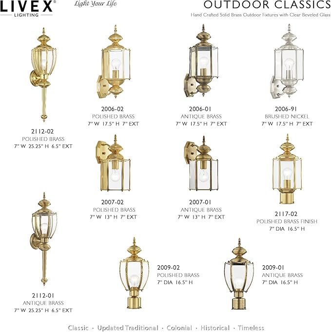 Livex Lighting 2006-02 Basics 1 Light PB Outdoor Wall Lantern, Polished Brass