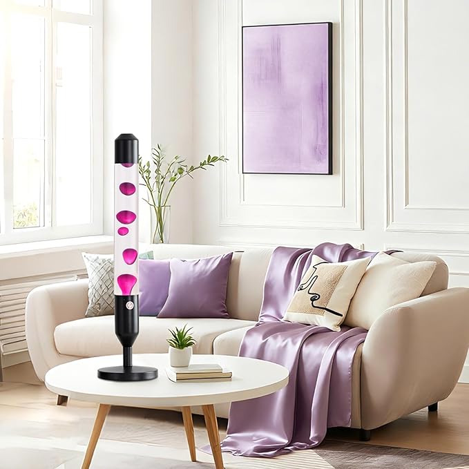 24.4-Inch Relaxing Liquid Motion Lamps,Magma Lamps, Home Decor Living Room Office Bedroom Lamp (Purple Wax White Water/Black)