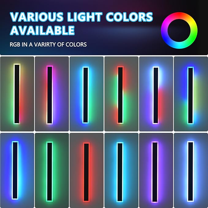 Modern Outdoor Wall Lights 35.4in Led Exterior Light Fixture 2-Pack GRB Long Wall Light Frosted White Acrylic Outdoor Sconce Lighting for Garage Entry House