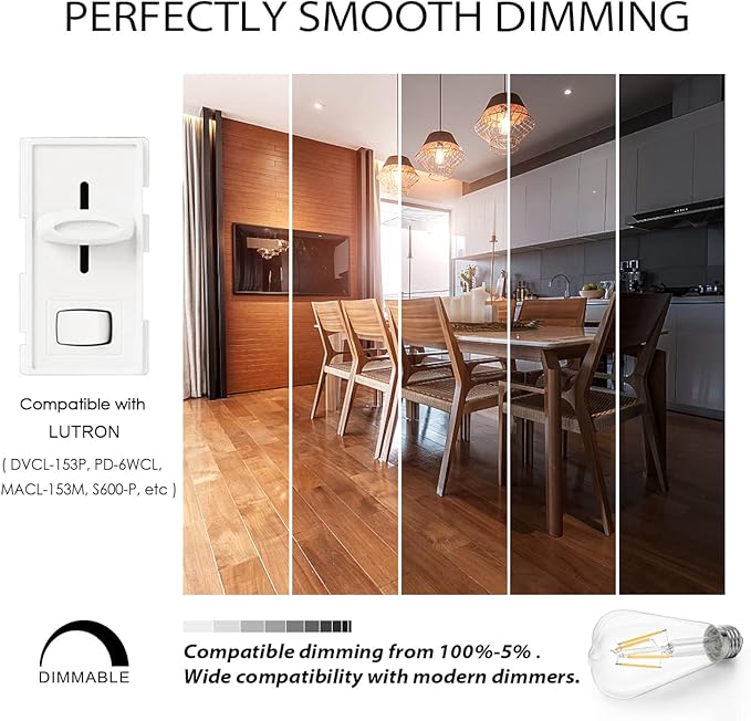 LVWIT ST21 LED Filament Bulb 7W Dimmable 3000K Soft White Vintage Edison Light Bulb E26 Medium Base (6-Pack)