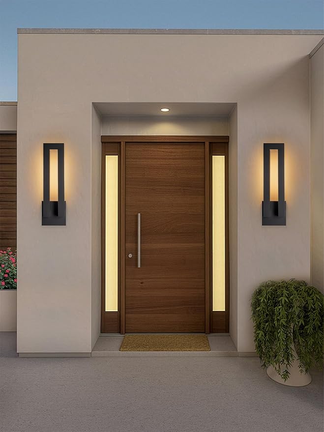 Modern Outdoor Wall Lights, 18 inch LED Long Wall Sconce, Black Exterior Led Porch Light Fixture Wall Mount, Waterproof Outdoor Sconce Lighting for House, Patio