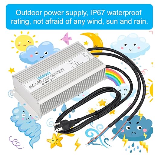 LED Driver 48V800W Waterproof Power Supply AC90-130V to DC48V16.6A Low Voltage Switching Power Supply IP67 Transformer Suitable for Indoor and Outdoor LED Lighting and Any 48V DC Equipment