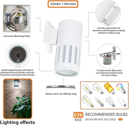 Outdoor Wall Lantern, Exterior Lighting Fixture - ETL Listed, Aluminum Waterproof Wall Mount Cylinder Design - Up/Down Light Fixture for Porch, Backyard or Patio