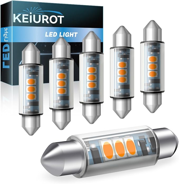 Keiurot T3 41MM 42MM Under Cabinet Festoon Bulb Undercabinet Replacement Bulb Kit, RV Refrigerator Light Bulb Boat Marine Ceiling Light Bath Lights Warm White 12Volt AC/DC, 6Pack