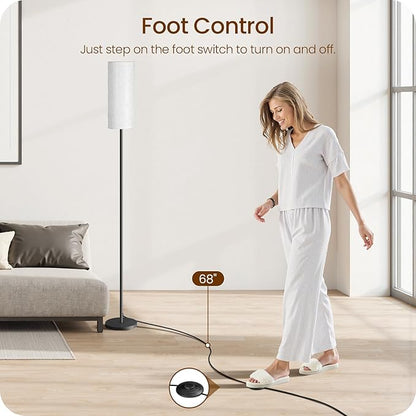 2 Pack Dimmable Floor Lamps for Living Room with 2 Remotes and Foot Switch, Corner Floor Lamp, Standing Tall Lamp, 10W 900LM LED Bulb Included, 3000K-6500K, Linen Shade, FCC Listed W06LDP205W1