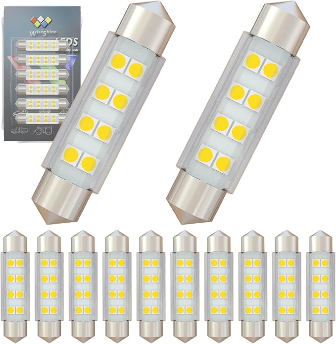43mm 44mm 578 Festoon LED Bulbs,211-2 212-2 LED Bulb Natural White 4500k,6413 6451 6429 DC 24V for Truck Interior Reading Map Glove box Lights (Pack 12)