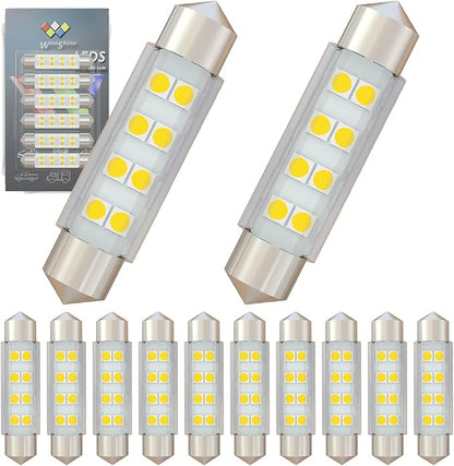 43mm 44mm 578 Festoon LED Bulbs,211-2 212-2 LED Bulb Natural White 4500k,6413 6451 6429 DC 24V for Truck Interior Reading Map Glove box Lights (Pack 12)