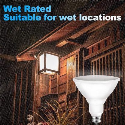Energetic PAR38 LED Flood Outdoor Light Bulb, 6000K Cool Daylight, 90 Watt Equivalent (11W), Wet Rated, 900LM, E26 Base, Non-Dimmable, ETL, 6 Pack