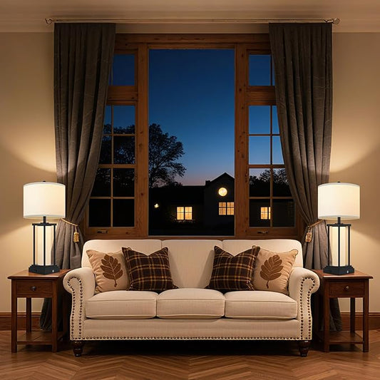 Living Room Table Lamps Set of 2, Bedside Lamps, 26.8‘’ Modern Table Lamps, Night Stand Lamp, Table Lamp with USB Port, 3 Color Temperatures, Stepless Dimming(Bulbs Included)