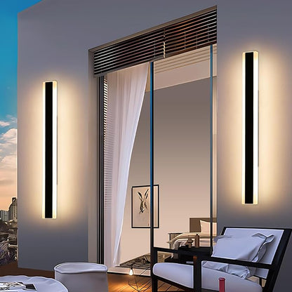 Mikeru 2pack 47.2inch Outdoor Wall Light Fixtures, 10%-100% Dimmable Outdoor Wall Lights Exterior Front Porch Light 3000-6000k Wall Mounted Led Lighting for Basement, Shop,Garage Lighting