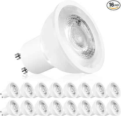 LUXRITE MR16 GU10 LED Bulbs Dimmable, 50W Halogen Equivalent, 2700K Warm White, 500 Lumens, 120V Spotlight LED Bulb GU10, Enclosed Fixture Rated, Perfect for Landscape or Home Lighting (16 Pack)