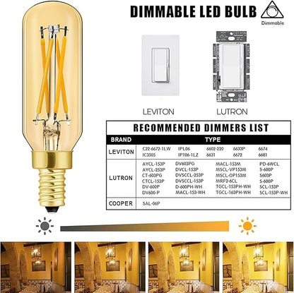 Leools E12 LED Bulb,40 watt Equivalent Candelabra Dimmable Chandelier Light Bulbs 4W 2700K Warm White 400lm T6 E12 LED Edison Filament Vintage Candle Bulb with Decorative,Amber Glass,3.7inch,12-Pack