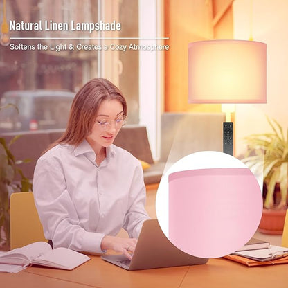 Floor Lamps for Living Room, Stepless Dimmable Floor Lamp with Remote, 2700K-6500K Colors Temperature & Brightness Adjustable,10W/1200LM LED Pink Floor Lamp, Modern Standing Lamp for Girls Bedroom