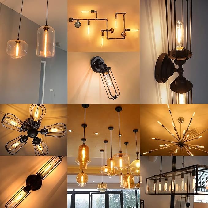 7.3 Inch T10 LED Bulb 6W (Equal 60W), Jacqueny 6PCS Dimmable Clear T10 LED E26 High Output 2700K Warm White, No-Flicker Edison T30/T10 Tubular Light Bulb 600LM, Long Lifetime For Wall Sconces, Pendant