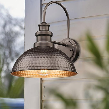 Outdoor Barn Lights, Farmhouse Exterior Wall Mount Lighting, Anti-Rust Waterproof Industrial Outside Wall Sconces for House Porch Patio Garage Yard, fit with E26 Socket(Oil-Rubbed Bronze, 3 Pack)
