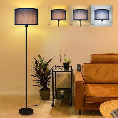 BoostArea Floor Lamp Blue, Standing Lamp, Small Floor Lamps for Living Room, Simple LED Tall Lamp with Lampshade, On/Off Foot Switch, Corner Pole Lamps for Bedroom/Office/Kids' Room(Without Bulb)