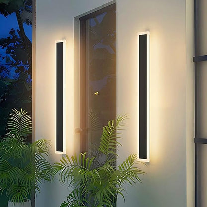 2 Pack 31.5in Outdoor Wall Lights,Black Long Exterior Wall Mount Lighting Linear Outdoor Light for Garage House Porch