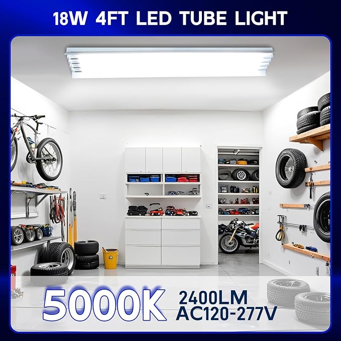 hykolity 20 Pack 4FT LED T8 Hybrid Type A+B Light Tube, 18W, Plug & Play or Ballast Bypass, Single-Ended OR Double-Ended, 5000K, 2400lm, Frosted Cover, T8 T10 T12 for G13, 120-277V, UL Listed