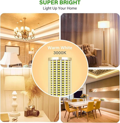 DragonLight 60W Super Bright LED Corn Light Bulbs (200 Watt Metal Halide/HID/HPS Replacement) - E26/E39 Base LED Lamp - 3000K Warm White 7,200 Lumens, Pack of 2