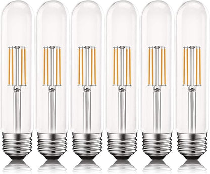 LUXRITE Vintage T9 LED Tube Light Bulbs 60W Equivalent, 2700K Warm White, 550 Lumens, Dimmable Edison Tubular Light Bulbs 5W, Clear Glass, LED Filament Bulb, UL Listed, E26 Standard Base (6 Pack)