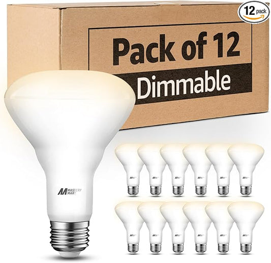 12 Pack BR30 LED Bulbs, 65W Equivalent, 10W 2700K Soft White, 700 Lumens, Flicker-Free, Dimmable Recessed Can Flood Lights for Home & Kitchen, Long Lasting & Energy Efficient, E26 Base, UL Listed