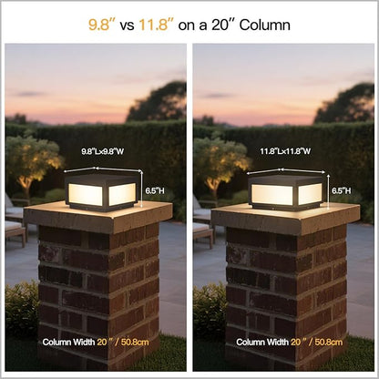 Outdoor Post Lights Hard Wired, 9.8" Pillar Lights Waterproof, AC100-240V LED Column Lamp, Electric Modern Fence Deck Cap Lantern 3000K Lighting for Patio Garden Driveways Entrances Posts