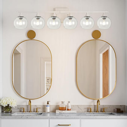 Handblown Clear Seeded Glass Globe Shade – 1.65" Fitter Opening – Replacement Lamp Shade for Pendant Lights, Chandeliers, Wall Sconces, Vanity & Ceiling Fixtures (3 Pack)