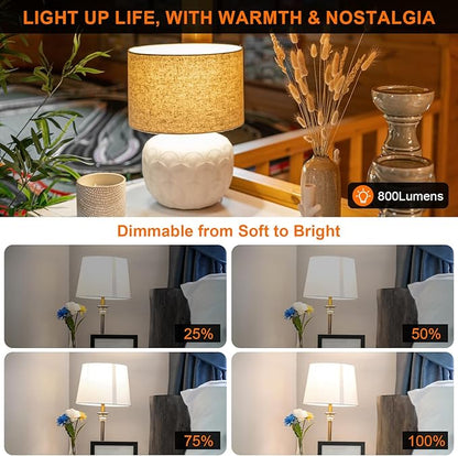 Kawaya E26 LED Edison Bulbs: 8W Equivalent 80W Dimmable LED Bulbs - Vintage ST58 4000k ‎Neutral White - 800 Lumens High Brightness Filament Bulbs with 90+ CRI - Clear Glass, 6 Pack