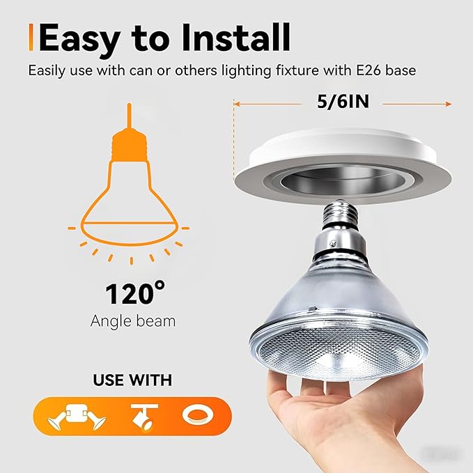 Par38 Halogen Flood Light Bulb 120V 90W, Dimmable PAR38 90W Light Bulbs, E26 Medium Base, Warm White, High Output Reflector Flood Lights for Indoor, 8 Pcs