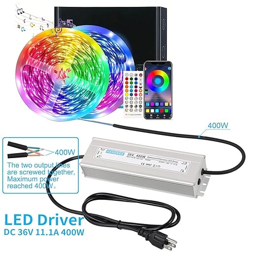 LED Driver 36V400W Waterproof Power Supply 110V/130V AC to 36V DC 11.1A Low Voltage Transformer IP67 Outdoor Lighting Sign LED Lighting and Any 36V DC LED