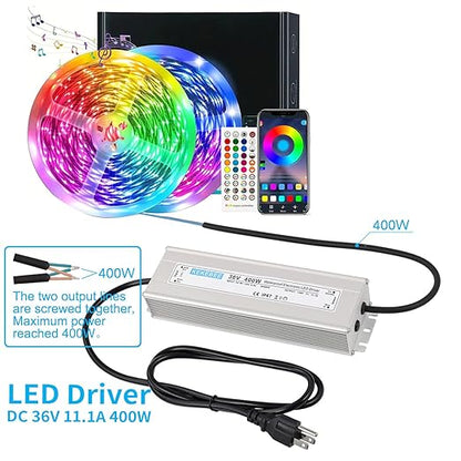LED Driver 36V400W Waterproof Power Supply 110V/130V AC to 36V DC 11.1A Low Voltage Transformer IP67 Outdoor Lighting Sign LED Lighting and Any 36V DC LED