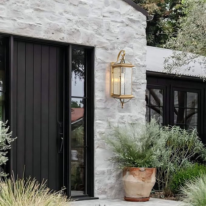 Milaii Copper Exterior Wall Light 20" H Outdoor Light Fixture Waterproof Wall Sconce Oil Rubbed Brass Porch Light with Clear Glass Lantern Wall Mount Lights for House Garage Patio Aisle