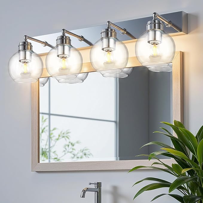 2 Pack Clear Glass Shades Globes, Glass Lamp Shade Covers Replacements for Light Fixtures, 1.65 Inch Fitter Transparent Lampshades for Chandelier Wall Sconces Vanity Lights Pendant Lights