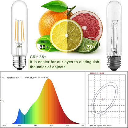 5 Inch E26 Led Bulb Equal 80 Watt, 4000k Neutral White Edison Bulb 6W Dimmable, 800LM T10 T9 Clear Glass Tubular Light Bulbs AC 120V for Chandelier Pipe Pendant Wall Light - UL Cert 6Pack