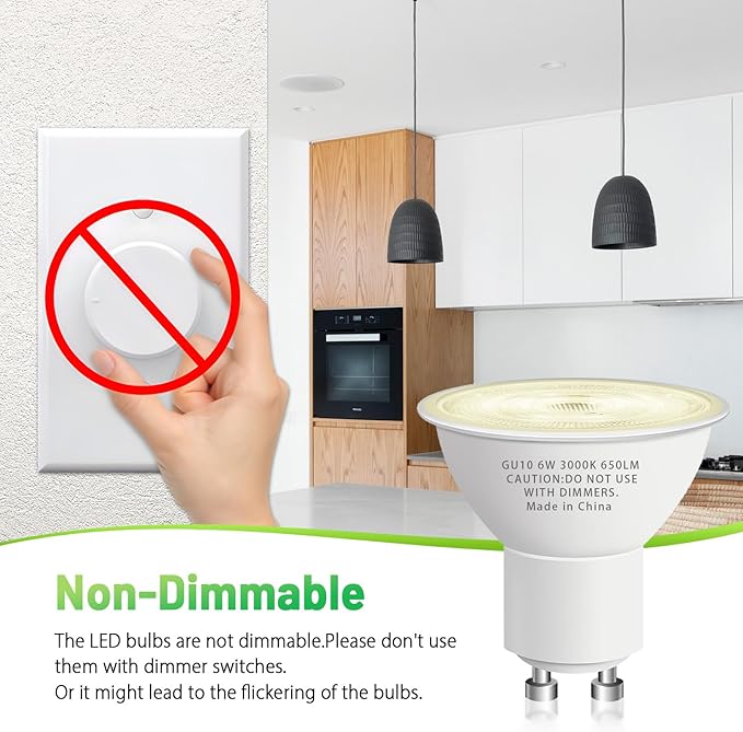 GU10 Led Bulb 6W Equivalent 50W, MR16 Led Bulb 3000K Soft White Light Bulbs, 650 Lumens, Non-Dimmable, GU10 Base, 2 Prong Track Energy Saving Light Bulbs for Kitchen, Living Room, Bedroom, 20 Pack