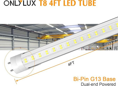 Led Tube Lights 4ft, 4 Foot Led Bulbs 24-Pack 28W 5000K 4000lm Daylight T8 T10 T12 Fluorescent Replacement Dual Ended Power Clear Lens