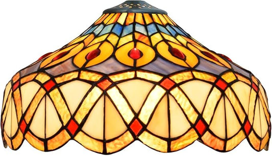 Tiffany Style Lamp Shade, 12 Inch Yellow Peacock Stained Glass Lamp Shade Replacement Vintage Creativity Lamp Cover Accessories Fit for Table Lamp Pendant Light Ceiling Light
