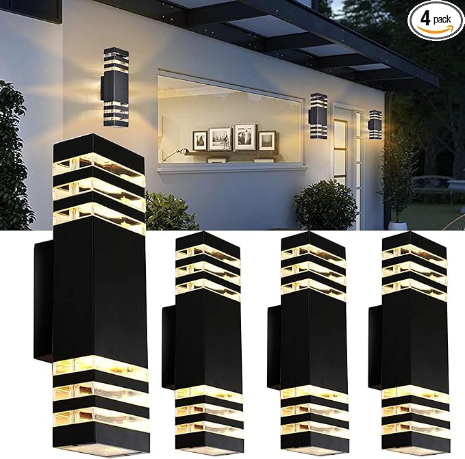 4Pack 15inch Outdoor LED Wall Lights,4000K Day White Outdoor 18W Wall Light Aluminum Body Waterproof IP65 led Porch Light for House Patio Garage Garden.(No Sensor)
