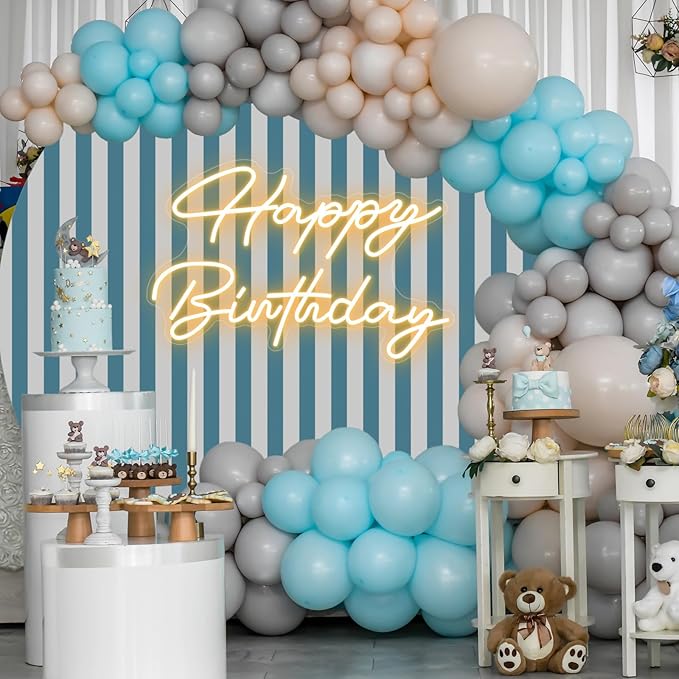 30" x 21" Happy Birthday Neon Sign Large Happy Birthday LED Neon Light Signs with Dimmable Switch 12V Power Adapter for Party Wall Decoration Bar Rave Home Decor Backdrop(Warm White,30" x 21")