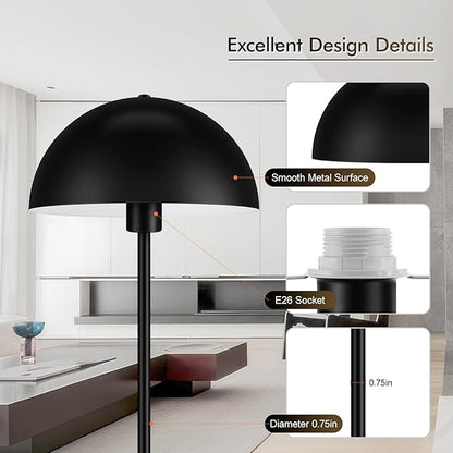 Floor Lamp, Industrial Black Floor Lamps for Living Room, 65.6in Standing Lamp, Retro Mushroom Dome Shade, Whole Metal, E26 Socket, Mid Century Modern Floor Lamp for Bedroom/Office,No Bulb