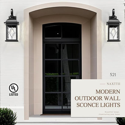 Porch Lights Outdoor 21 Inch Large Outdoor Wall Lights with Clear Water Ripple Glass Aluminum Waterproof and E26 Socket