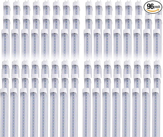 96 pcs 4FT 24W T8 LED Tube Light White Daylight 6000k 4' LED Bulbs Garage Warehouse Shop Light Ballast Bypass G13 Base T10 T12 Fluorescent lamp Replacement AC100-277V Clear Cover