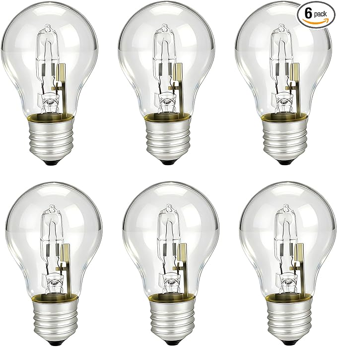 6-Pack 78796&043168787963 Halogen Light Bulbs, 43W A19 E26 Base 120V, 60W Equivalent, Replacement Bulbs for Table Lamps & Enclosed Fixtures