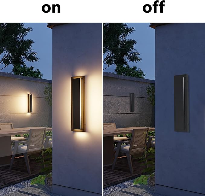 15.7’’ Outdoor Wall Light Fixtures, Modern Wall Sconces, Exterior Lighting Fixtures, 3000K Warm White, IP65 Waterproof, Corrosion-Resistant, Outside Lights for House, Porch, Garage - 1 Pack