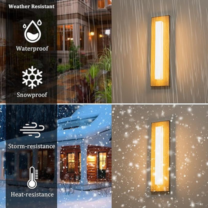 16.9" Modern Outdoor Wall Light 3000K Milky White Acrylic LED Outdoor Sconce Lights Wall Mount Hand-Rubbed Coffee Finish Exterior Lighting Fixtures for House Front Patio Porch Garage