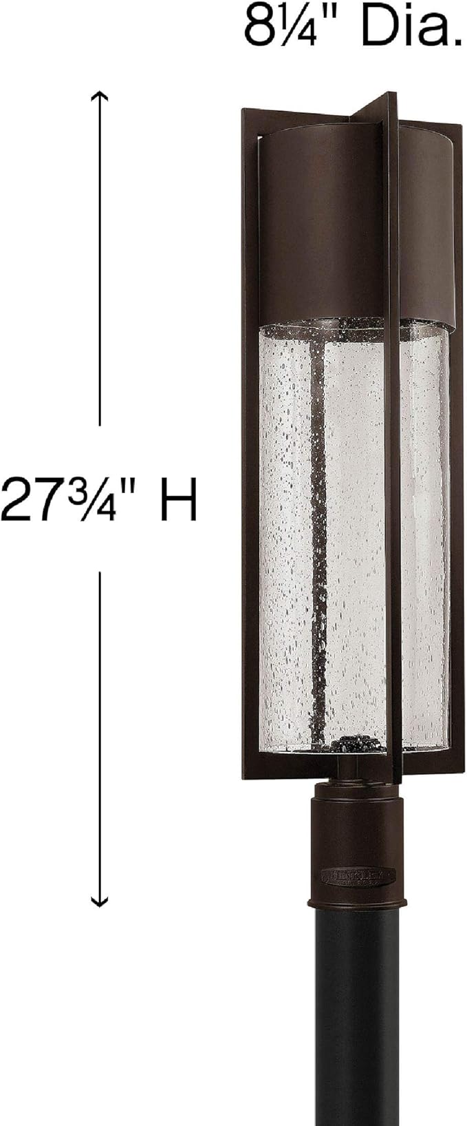 Hinkley Shelter Large Post Top or Pier Mount Lantern - Low Voltage, LED Included, Aluminum, Clear Seedy Glass Shade, Dark Sky Compliant - Buckeye Bronze Finish