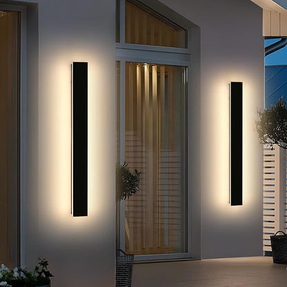 Mikeru 2 Pack 39.3inch Modern Outdoor Wall Sconce, 3000K/4500K/6000K 3 Color Temperature LED Exterior Light Fixtures, Modern Long Porch Lights Wall Sconce for Garage, Doorway, Porch, Patio